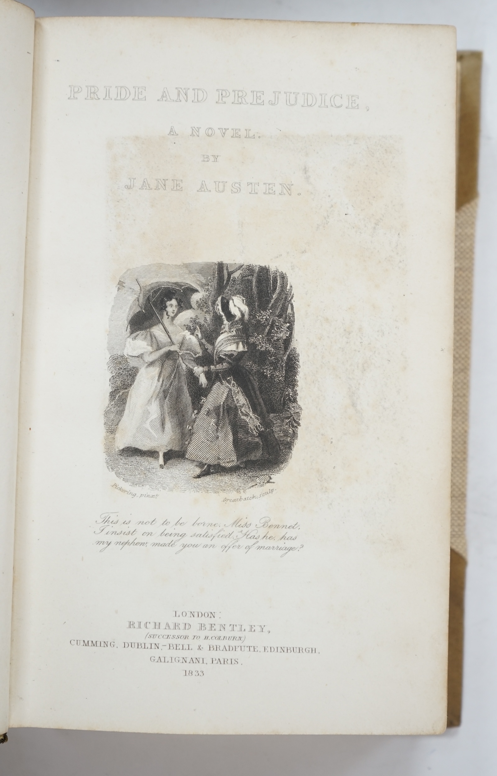 Austen, Jen - Bentley's Standard Novels, 5 vols. 1st Editions (their first English re-issue since 1818), comprising - Sense and Sensibility, Emma, Mansfield Park, Northanger Abbey / Persuasion, Pride & Prejudice. each wi